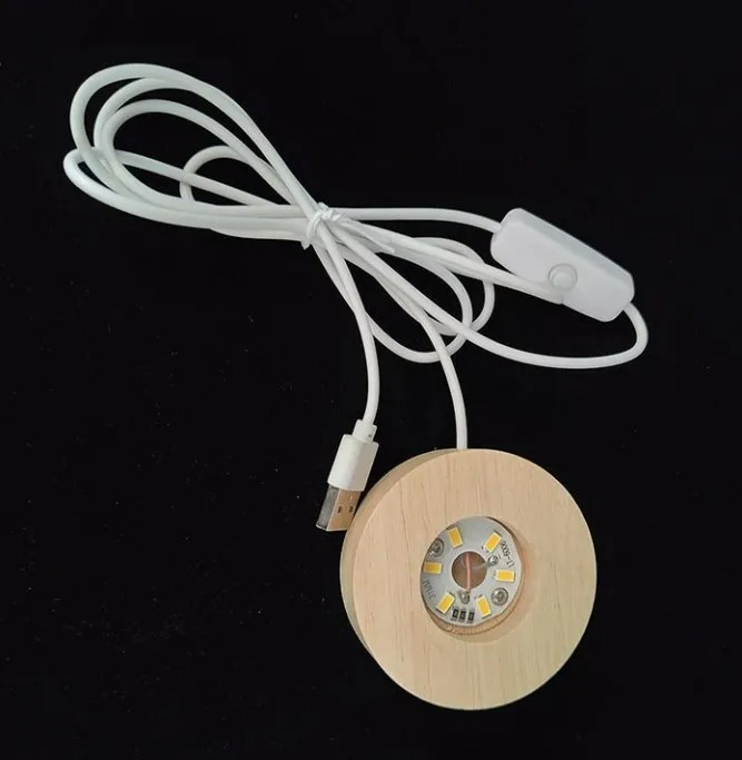 Crystal Globe LED Night Light with Wooden Base