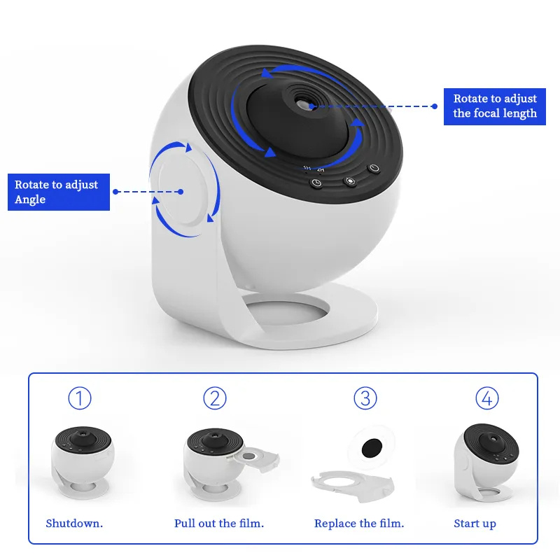 Galaxy Star Projector with Interchangeable Projection Discs